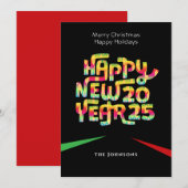 Grappig Nieuwjaar Kleurrijke moderne aangepaste te Feestdagenkaart (Voorkant / Achterkant)