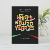 Grappig Nieuwjaar Kleurrijke moderne aangepaste te Feestdagenkaart (Staand voorkant)