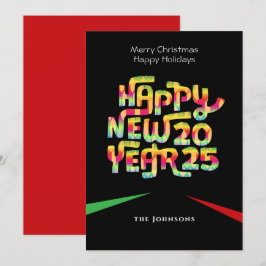 Grappig Nieuwjaar Kleurrijke Moderne Aangepaste Te Feestdagenkaart