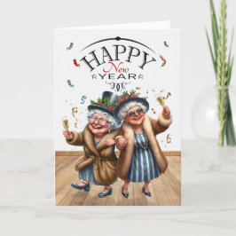 Grappig Nieuwjaar Lesbisch stel  karikaturen Feestdagen Kaart