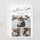 Grappig Nieuwjaar rol op wc-papier 3 foto's rood Kaart (Voorkant)