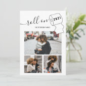 Grappig Nieuwjaar rol op wc-papier 3 foto's rood Kaart (Staand voorkant)