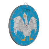 Grappig nieuwsgierig als cartoon dartbord (Voorkant Links)