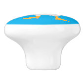 Grappig nieuwsgierig als cartoon keramische knop (Zijkant)