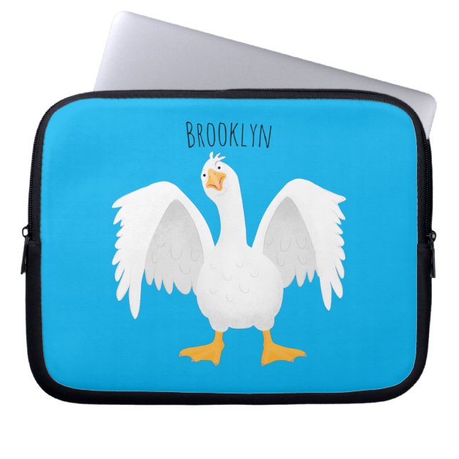 Grappig nieuwsgierig als cartoon laptop sleeve (Voorkant)