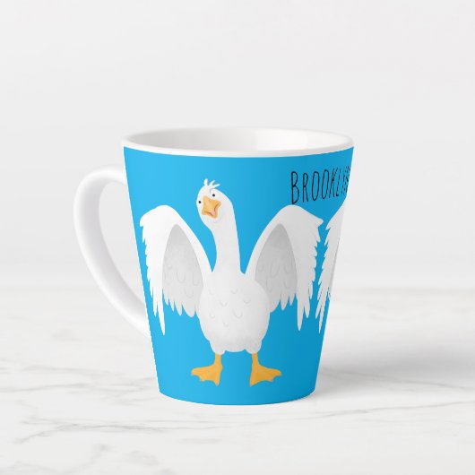 Grappig nieuwsgierig als cartoon latte mok (Linkerhoek)