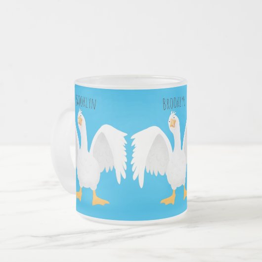 Grappig nieuwsgierig als cartoon matglas koffiemok (Voorkant links)