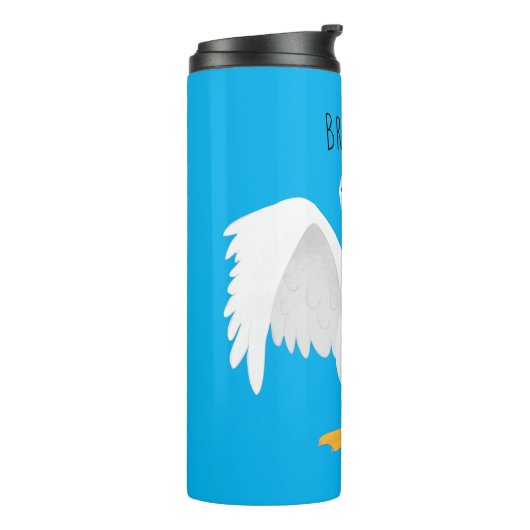 Grappig nieuwsgierig als cartoon thermosbeker (Gedraaid links)