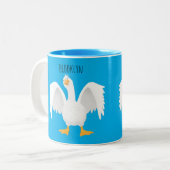 Grappig nieuwsgierig als cartoon tweekleurige koffiemok (Voorkant links)