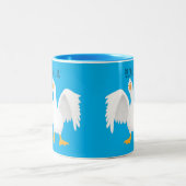 Grappig nieuwsgierig als cartoon tweekleurige koffiemok (Center)