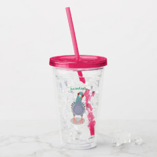 Grappig nieuwsgierig cartoon illustratie acryl drinkbeker