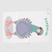 Grappig nieuwsgierig cartoon illustratie golfhanddoek (Horizontaal)