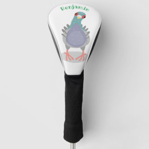 Grappig nieuwsgierig cartoon illustratie golfheadcover