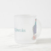 Grappig nieuwsgierig cartoon illustratie matglas koffiemok (Voorkant rechts)