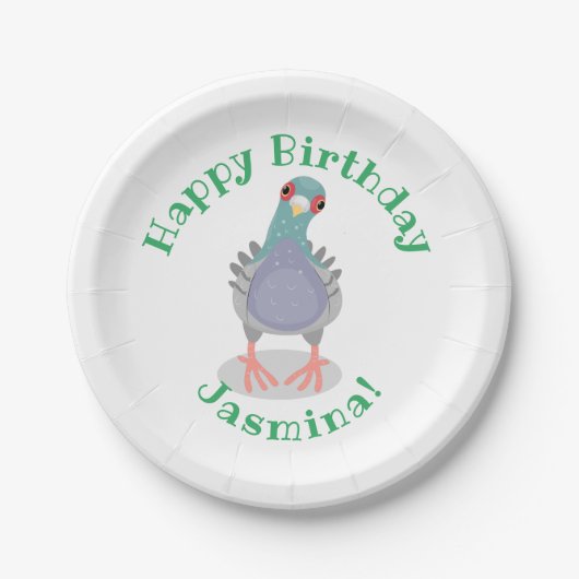 Grappig nieuwsgierig cartoon illustratie papieren bordje (Voorkant)