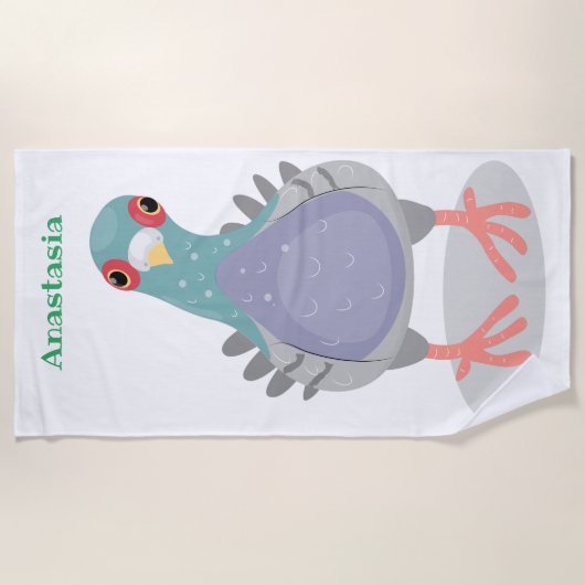 Grappig nieuwsgierig cartoon illustratie strandlaken (Voorkant)