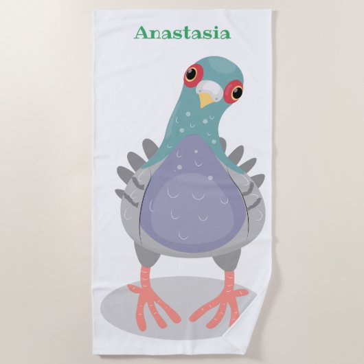 Grappig nieuwsgierig cartoon illustratie strandlaken (Voorkant)