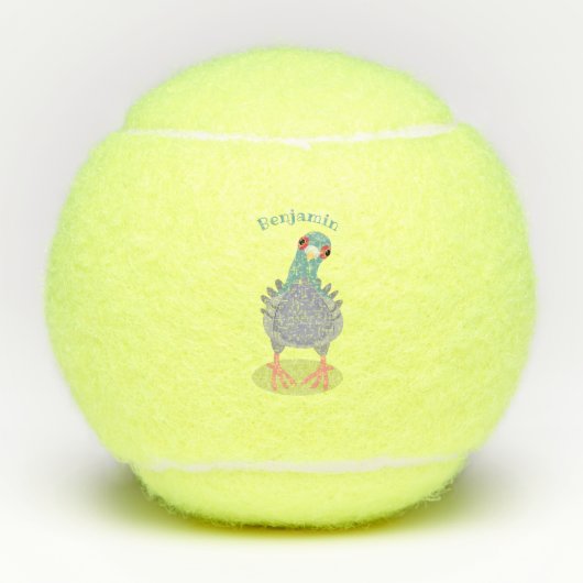 Grappig nieuwsgierig cartoon illustratie tennisballen (Voorkant)