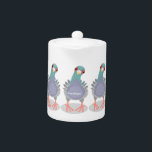Grappig nieuwsgierig cartoon illustratie theepot<br><div class="desc">Deze coole,  curieuze duif wordt getekend in een leuke cartoon. Veel plezier met vogels!</div>
