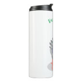 Grappig nieuwsgierig cartoon illustratie thermosbeker (Gedraaid links)