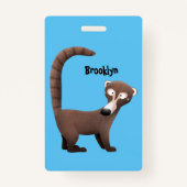 Grappig nieuwsgierig coatimundi cartoon illustrati badge (Achterkant)