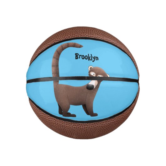Grappig nieuwsgierig coatimundi cartoon illustrati basketbal (Voorkant)