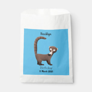 Grappig nieuwsgierig coatimundi cartoon illustrati bedankzakje