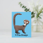 Grappig nieuwsgierig coatimundi cartoon illustrati briefkaart (Staand voorkant)