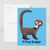 Grappig nieuwsgierig coatimundi cartoon illustrati briefkaart (Voorkant / Achterkant)