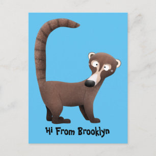 Grappig nieuwsgierig coatimundi cartoon illustrati briefkaart