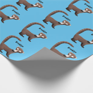 Grappig nieuwsgierig coatimundi cartoon illustrati cadeaupapier