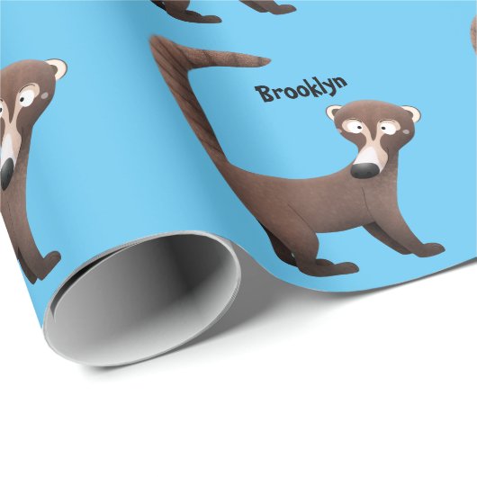 Grappig nieuwsgierig coatimundi cartoon illustrati cadeaupapier (Rol Hoek)
