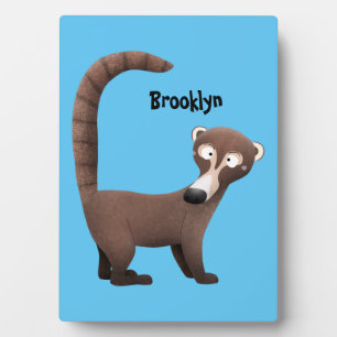 Grappig nieuwsgierig coatimundi cartoon illustrati fotoplaat
