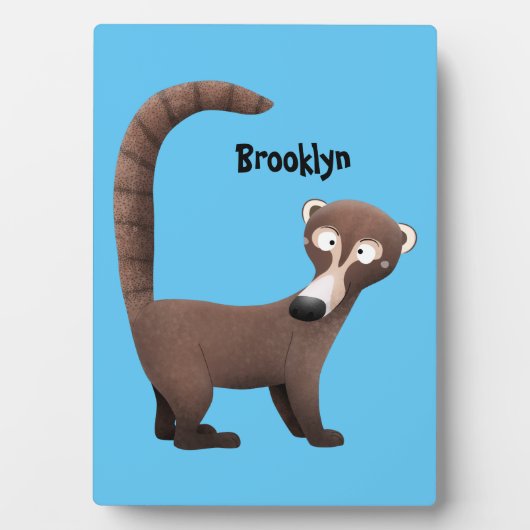 Grappig nieuwsgierig coatimundi cartoon illustrati fotoplaat (voorkant)
