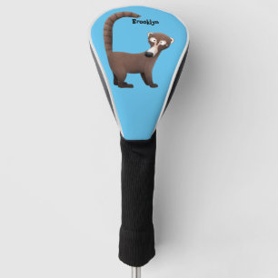 Grappig nieuwsgierig coatimundi cartoon illustrati golfheadcover