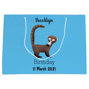 Grappig nieuwsgierig coatimundi cartoon illustrati groot cadeauzakje