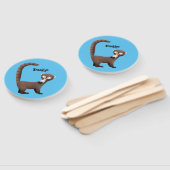 Grappig nieuwsgierig coatimundi cartoon illustrati handwaaier (Niet-gemonteerd)