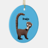 Grappig nieuwsgierig coatimundi cartoon illustrati keramisch ornament (Rechts)