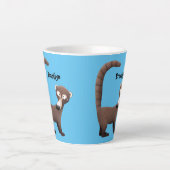 Grappig nieuwsgierig coatimundi cartoon illustrati latte mok (Voorkant)