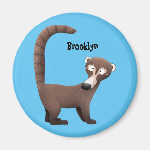 Grappig nieuwsgierig coatimundi cartoon illustrati magneet