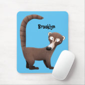 Grappig nieuwsgierig coatimundi cartoon illustrati muismat (Met muis)