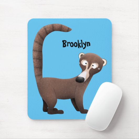 Grappig nieuwsgierig coatimundi cartoon illustrati muismat (Met muis)