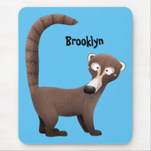 Grappig nieuwsgierig coatimundi cartoon illustrati muismat