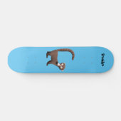 Grappig nieuwsgierig coatimundi cartoon illustrati persoonlijk skateboard (Horizontaal)