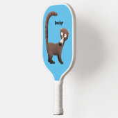 Grappig nieuwsgierig coatimundi cartoon illustrati pickleball paddle (Links)