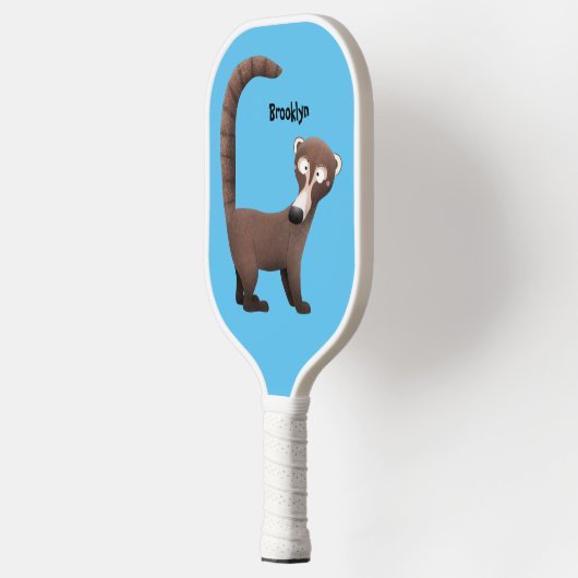Grappig nieuwsgierig coatimundi cartoon illustrati pickleball paddle (Links)
