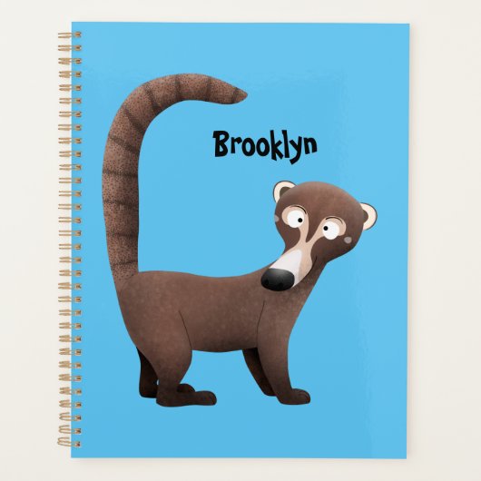 Grappig nieuwsgierig coatimundi cartoon illustrati planner (Voorkant)