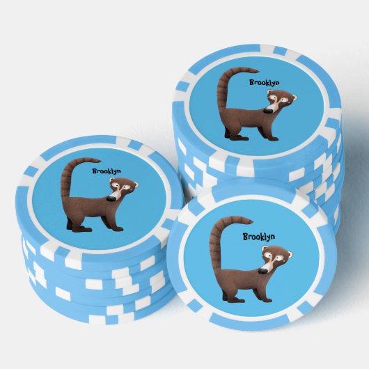 Grappig nieuwsgierig coatimundi cartoon illustrati poker chips (Opstapeling)
