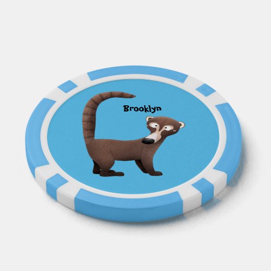 Grappig nieuwsgierig coatimundi cartoon illustrati poker chips (Enkel)