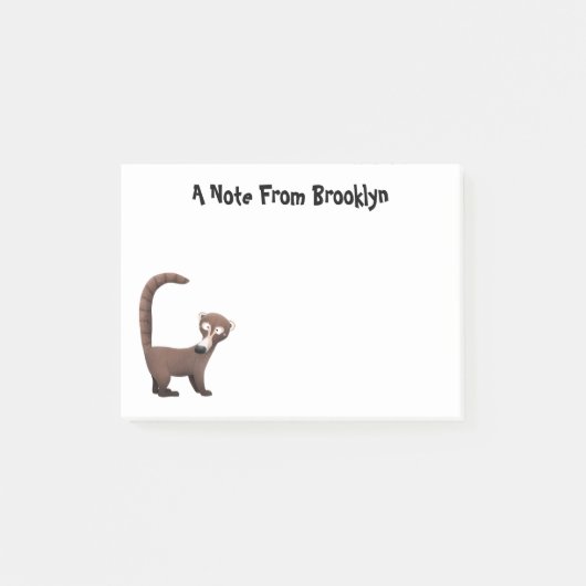 Grappig nieuwsgierig coatimundi cartoon illustrati post-it® notes (Voorkant)